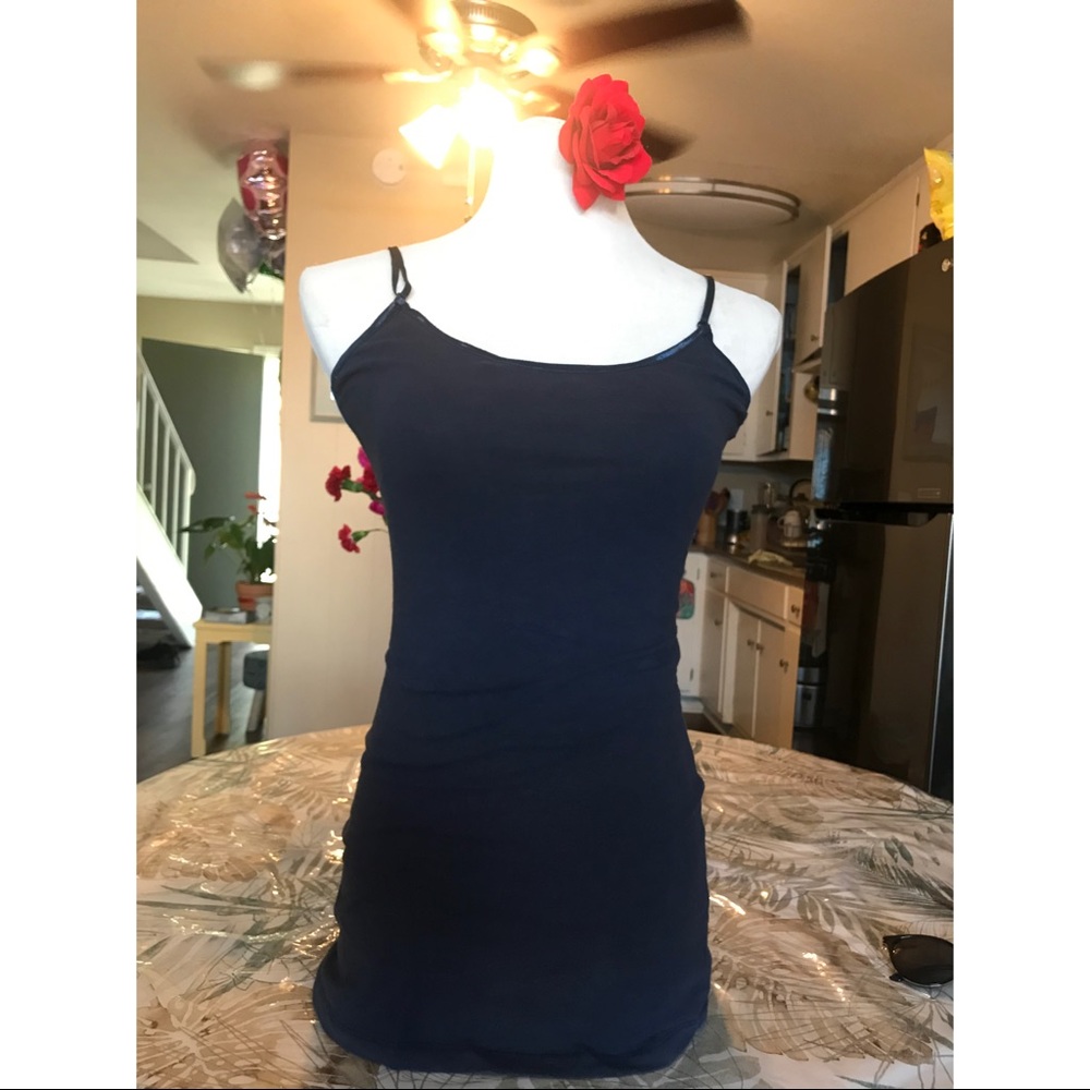 Navy-Blue Spaghetti Strap Tank Top